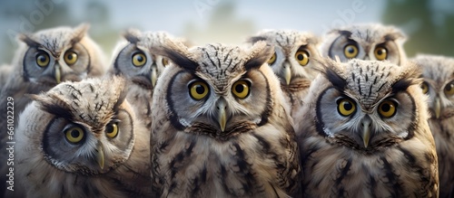 Group of owls. AI generated.