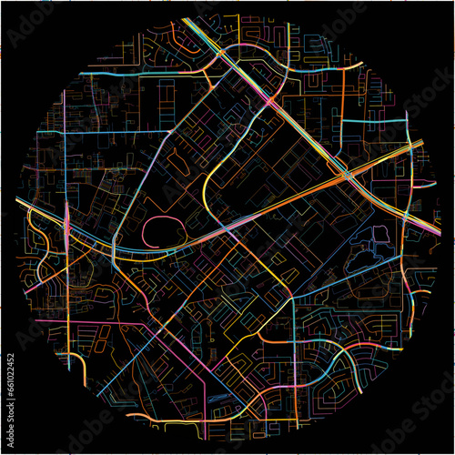 Colorful Map of MissouriCity, Texas with all major and minor roads.