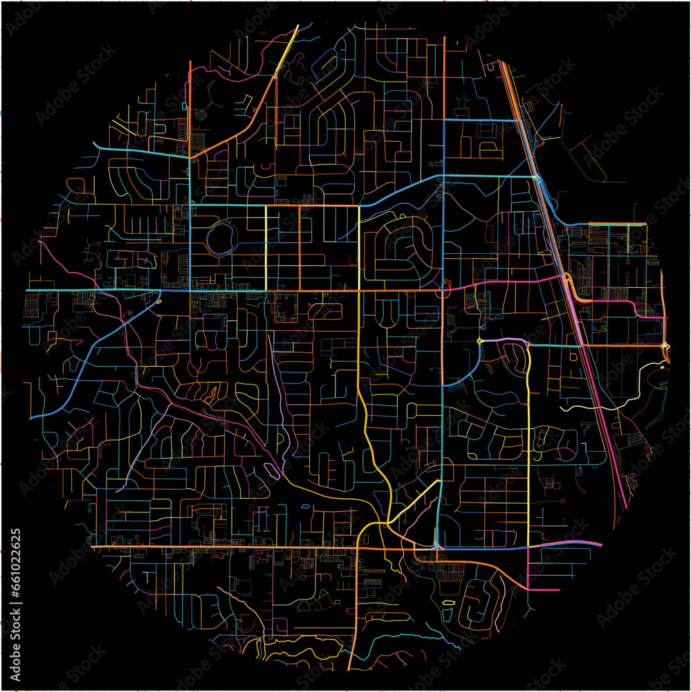 Colorful Map of WarnerRobins, Georgia with all major and minor roads.