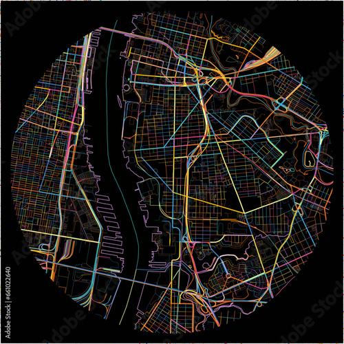 Colorful Map of Camden, New Jersey with all major and minor roads.