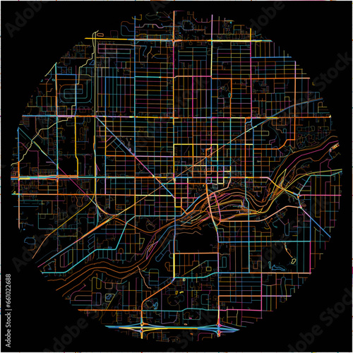 Colorful Map of Appleton, Wisconsin with all major and minor roads.