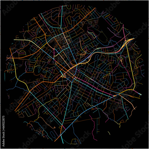 Colorful Map of RockHill, South Carolina with all major and minor roads.