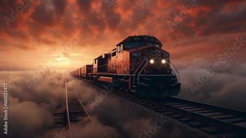 train in the morning with cloudy weather   photo