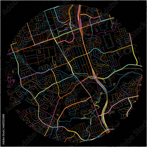 Colorful Map of CedarPark, Texas with all major and minor roads.