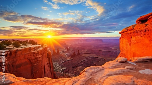 grand canyon sunset with mountains view 