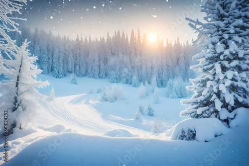 Wallpaper Mural A card with a winter wonderland scene. Torontodigital.ca