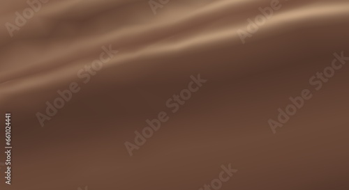  Chocolate wavy background, dark brown color flowing liquid, smooth silk texture. Swirl flowing waves 3d rendering. © sirirat
