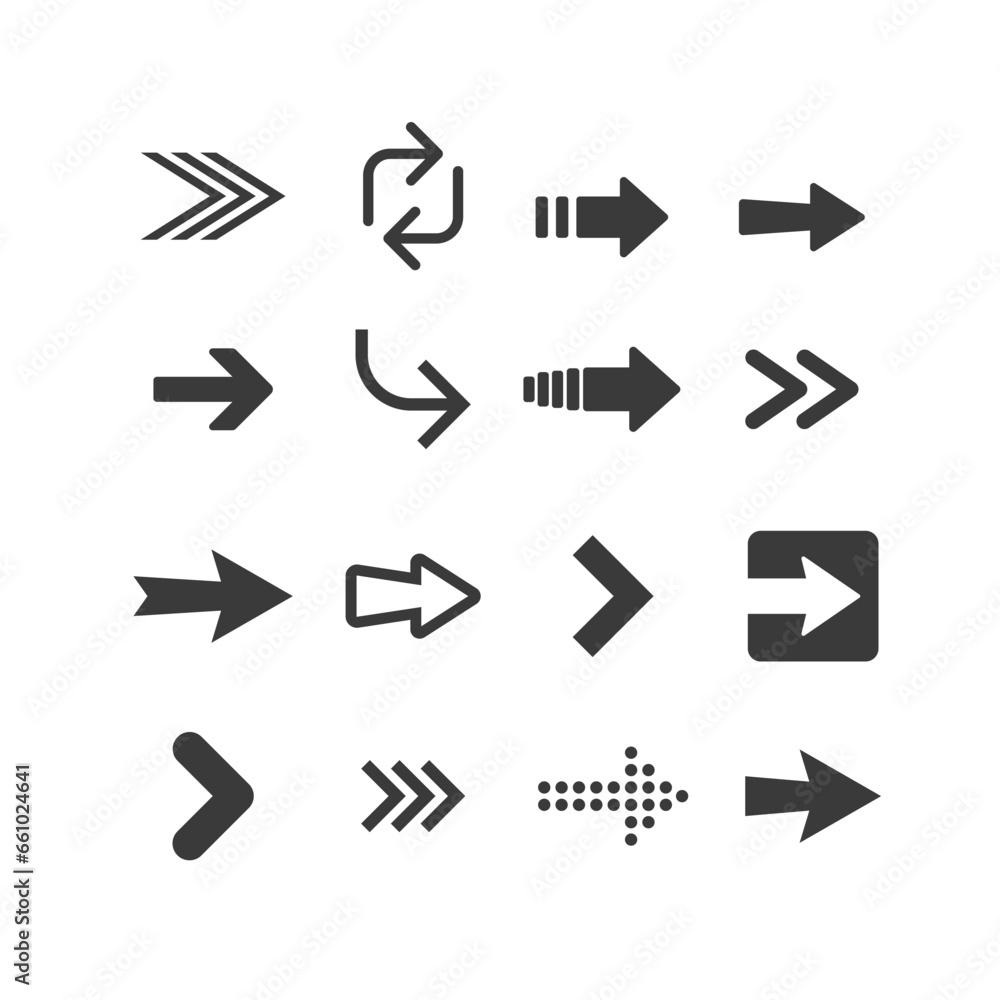 Arrow icon collection. Arrows simple flat icons. Arrow icon collection. Arrows simple flat icons.