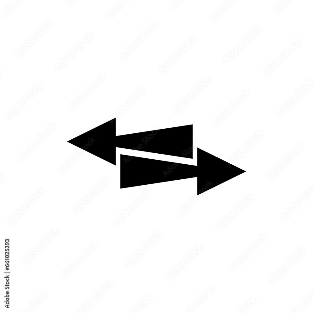 Two arrows left and right. Bold wide straight smooth vector symbols. Two arrows left and right. Bold wide straight smooth vector symbols.