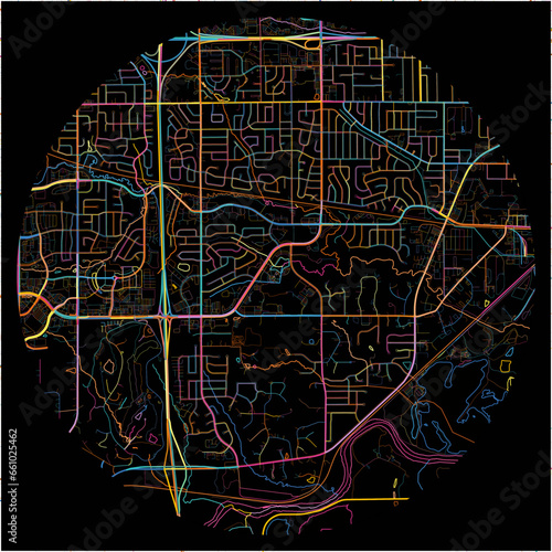 Colorful Map of WestDesMoines, Iowa with all major and minor roads.