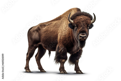 bison isolated on white,Portrait of a Bison in a Minimalist Setting