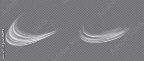 Air, smoke or wind motion effect isolated on a see-through background. Realistic illustration of abstract dust flows, scratch lines or wind flows in vector format.