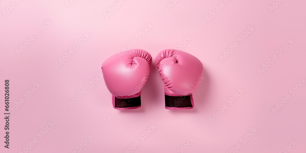 Pink boxing gloves, symbolizing womens sport, concept of Feminine empowerment - obrazy, fototapety, plakaty 