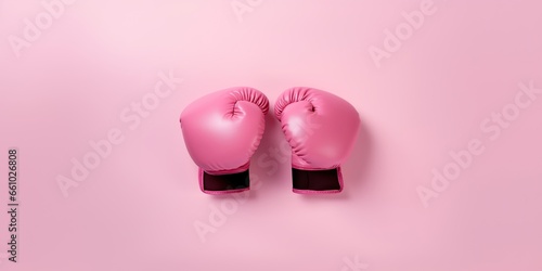 Fototapeta Pink boxing gloves, symbolizing womens sport, concept of Feminine empowerment