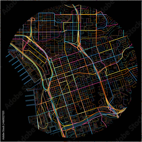 Colorful Map of NationalCity, California with all major and minor roads.