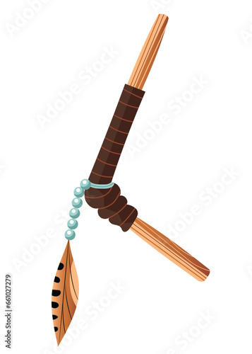 Shamanic snuff Tepi pipe, sacred ceremony for self healing. Isolated vector illustration in flat style