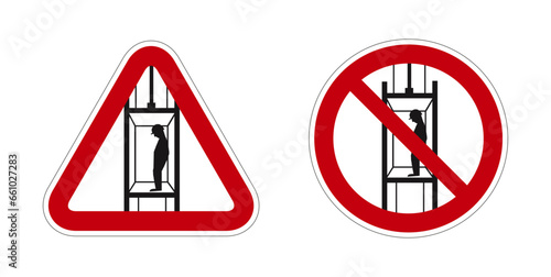 ascenceur interdit panneau rouge rond triangle barré