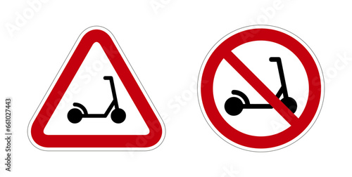 Pictogramme icone et symbole interdit trottinette