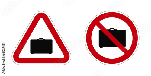 Pictogramme icone et symbole interdit valise
