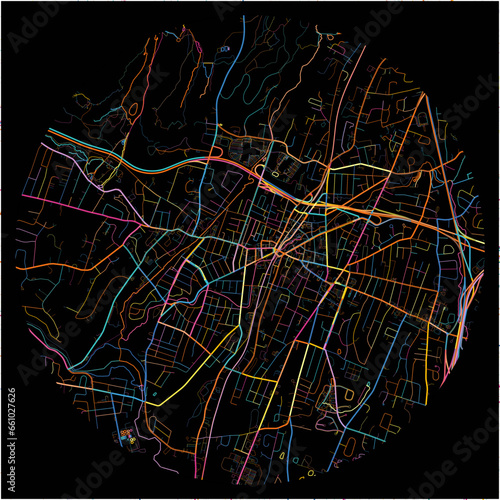 Colorful Map of Meriden, Connecticut with all major and minor roads.