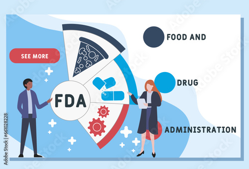 FDA - Food and Drug Administration acronym. business concept background. vector illustration concept with keywords and icons. lettering illustration with icons for web banner, flyer, landing pag