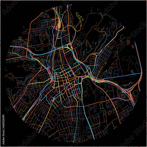 Colorful Map of WhitePlains, New York with all major and minor roads.