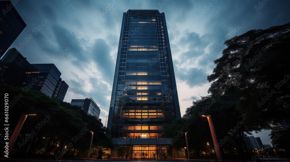Obraz premium A towering corporate skyscraper, a symbol of modern business dominance