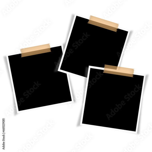 three blank photo frame with stick tape