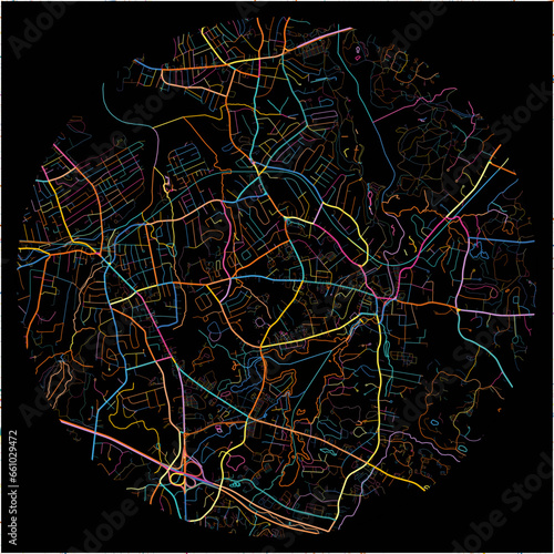 Colorful Map of WeymouthTown, Massachusetts with all major and minor roads.