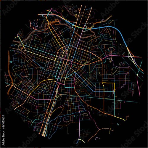 Colorful Map of RockyMount, North Carolina with all major and minor roads.