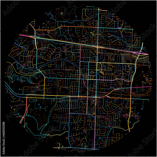 Colorful Map of BlueSprings, Missouri with all major and minor roads.