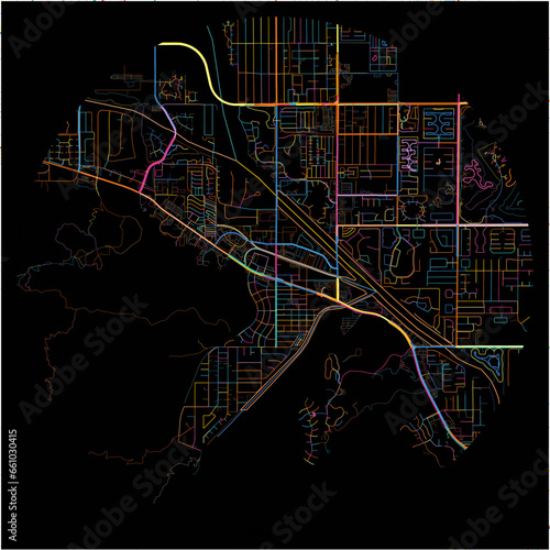 Colorful Map of CathedralCity, California with all major and minor roads.