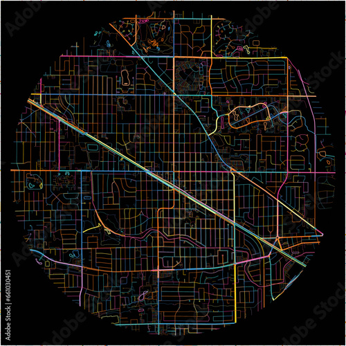 Colorful Map of MountProspect, Illinois with all major and minor roads.