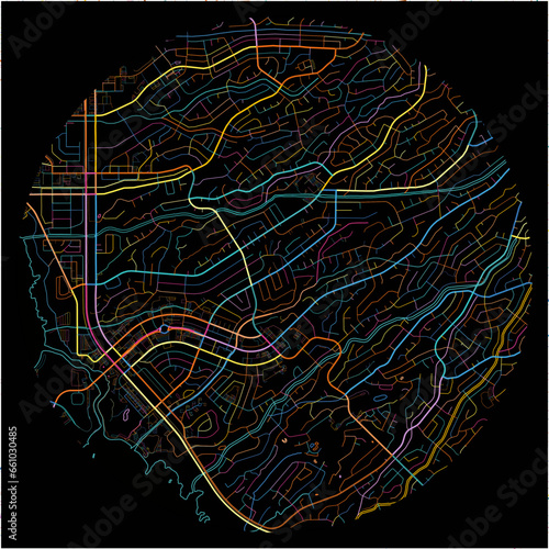 Colorful Map of LakeHavasuCity, Arizona with all major and minor roads.