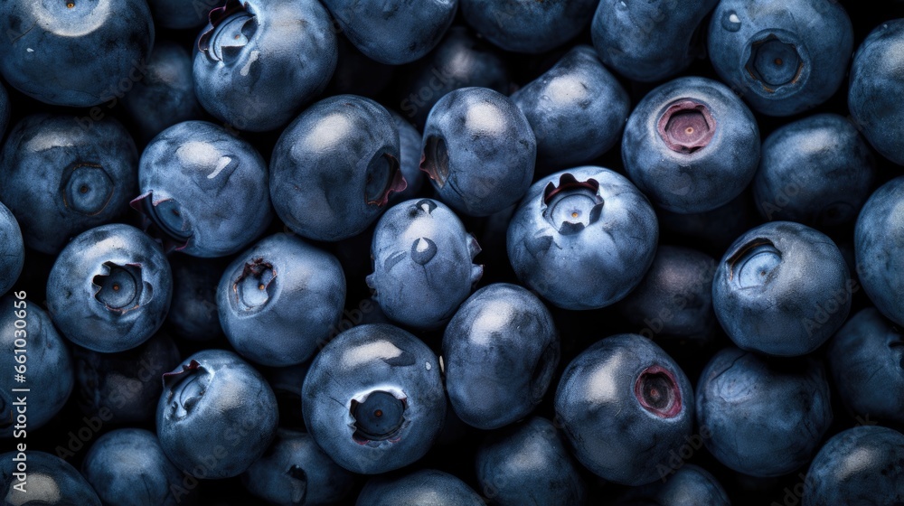Blueberries fruits background with drops of water - obrazy, fototapety, plakaty 