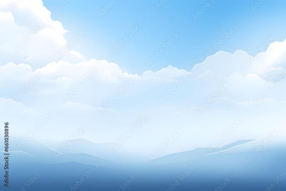 Misty mountains with a vast blue sky and fluffy white clouds Misty mountains with a vast blue sky and fluffy white clouds
