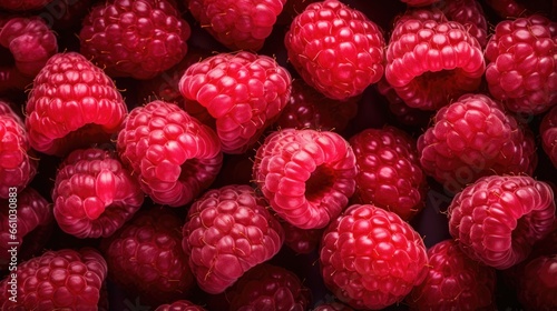 Raspberries fruits background top view angle