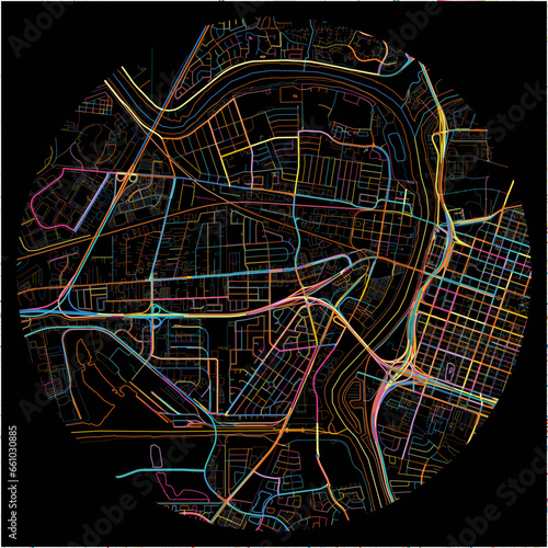 Colorful Map of WestSacramento, California with all major and minor roads.