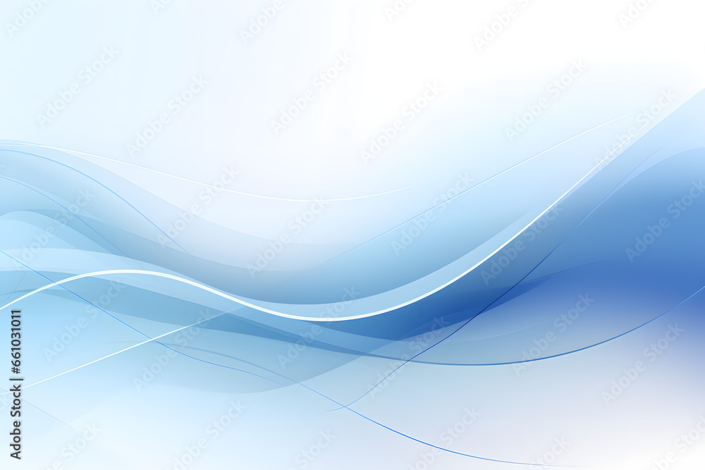 Soft blue abstract waves flow elegantly across a bright gradient backdrop - obrazy, fototapety, plakaty 