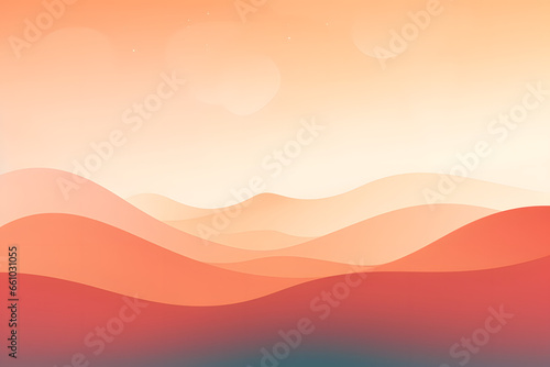 Abstract wavy landscape with gradients of orange and red hues at sunset