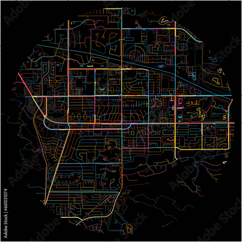 Colorful Map of PalmDesert, California with all major and minor roads.
