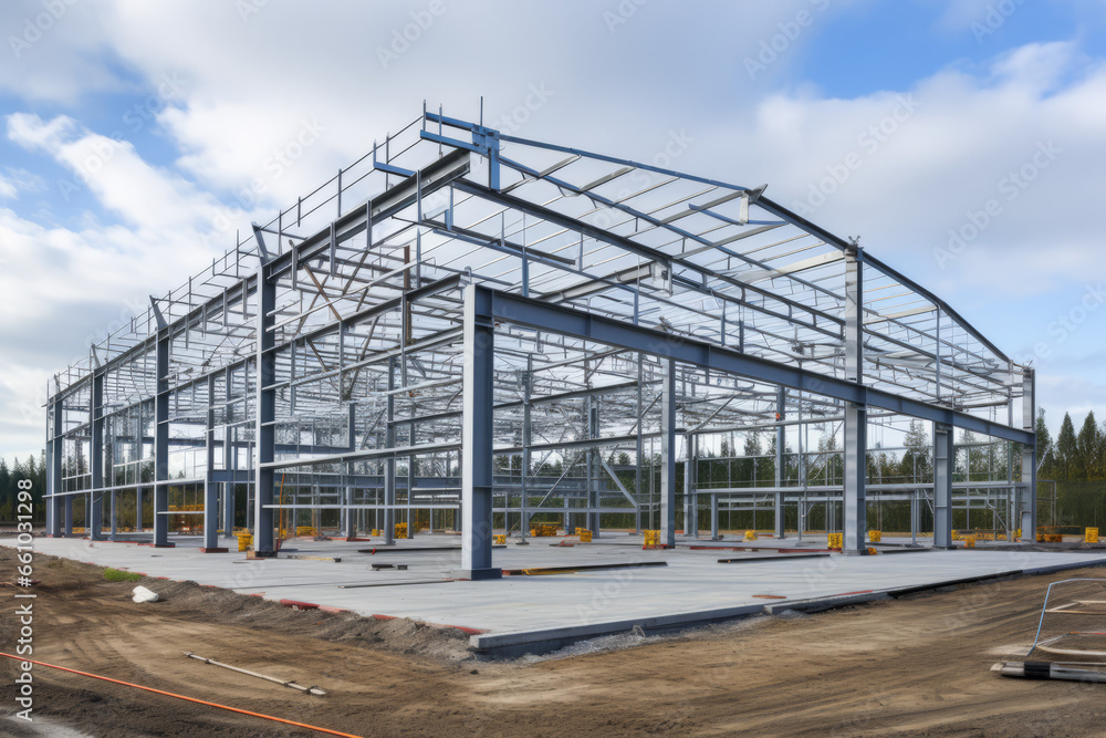 The steel structure of industrial building. The steel structure of industrial building.