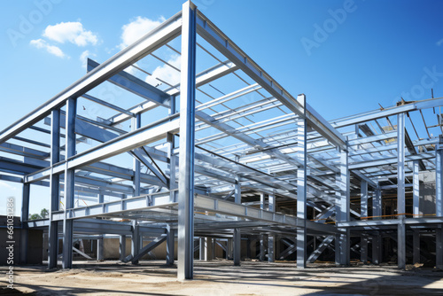 The steel structure of industrial building. photo