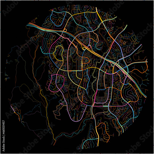 Colorful Map of AlisoViejo, California with all major and minor roads.