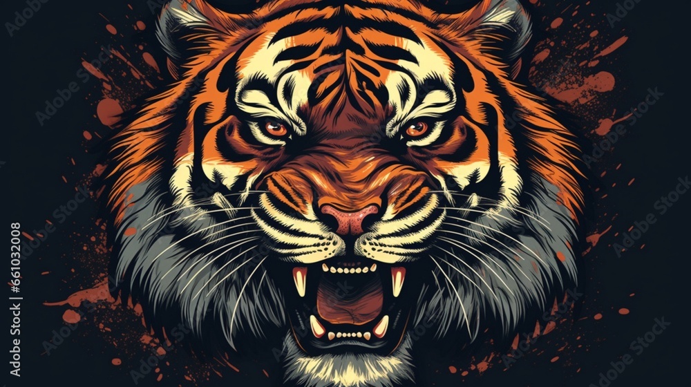 tiger 16k vector graphics illustration high details.Generative AI