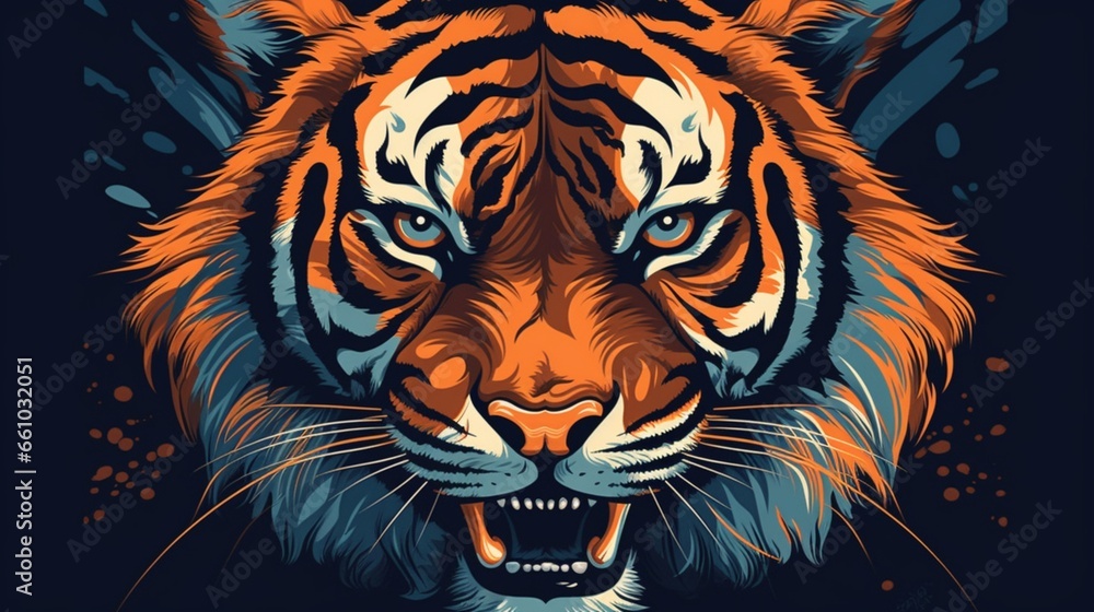 tiger 16k vector graphics illustration high details.Generative AI