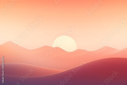 Sunset over rolling hills casting warm hues