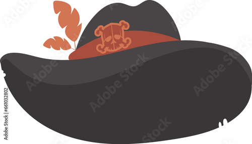Old hat, headdress for pirates and robbers. Cartoon style