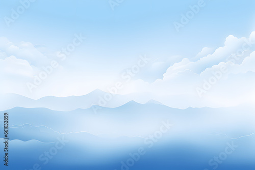 Misty blue mountains under a cloud-filled sky at daytime