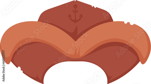 Old hat, headdress for pirates and robbers. Cartoon style
